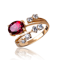 Кольцо золотое с розовым топазом Эстелла 033523