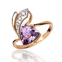 Кольцо из красного золота с аметистом Рикарда 033492