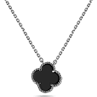 Серебряное двустороннее колье с ониксом Клевер 925 пробы 039421