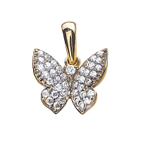 Золотая подвеска с бриллиантами Бабочка Р0292