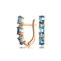 Золотые серьги дорожки с топазом 511691