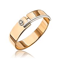 Золотое обручальное кольцо в оригинальном исполнении с фианитами 035666
