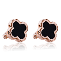 Сережки золотые Клевер с ониксом 035333