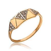 Кольцо из красного золота 585 Пирамиды с фианитами 034064