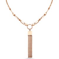 Массивное женское колье в золоте с цепочками и геометрическими фигурами 039487