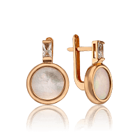 Серьги из красного золота с перламутром и фианитами Николь 033406