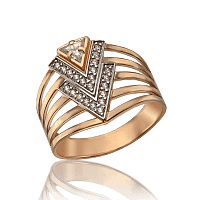 Широкое золотое кольцо из золота 585 для женщин 033659