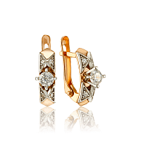 Серьги из комбинированного золота Шипы с фианитами 033474