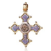 Золотой православный крест с эмалью 024625