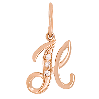 Золотой кулон буква Н с цирконием 023722