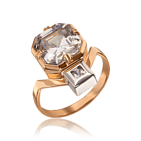 Дизайнерское золотое кольцо с фианитом огранки Ашер 034643