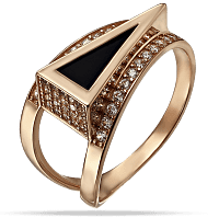 Золотое кольцо с агатом и фианитами 030037