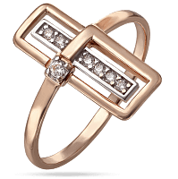 Золотое кольцо Прямоугольник с фианитами 033639