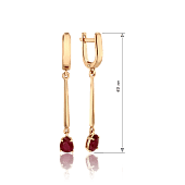 Красивые золотые серьги подвески с рубином 036947