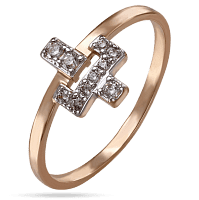 Золотое кольцо в минималистическом дизайне с камнями 033740