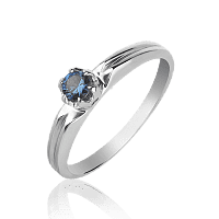 Золотое кольцо с сапфиром из белого золота 1117/1