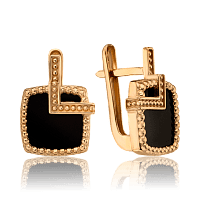 Серьги из красного золота Магический Квадрат с агатом 034182