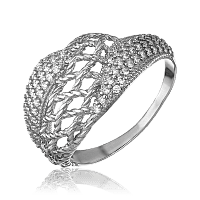 Серебряное кольцо с фианитовыми вставками 034998