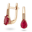 Золотые серьги на английской застежке украшены рубином огранки груша и дорожками фианитов 040825 детальное изображение ювелирного изделия Золотые серьги с рубином Золотые серьги на английской застежке украшены рубином огранки груша и дорожками фианитов 040825 детальное изображение ювелирного изделия Золотые серьги с рубином