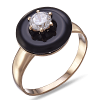 Золотое кольцо с агатом и фианитом 028644