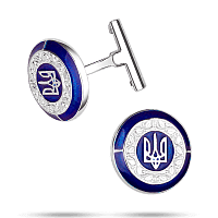 Срібні запонки з Тризубом (Герб України) 037856