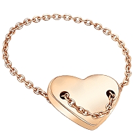 Золотое кольцо-затяжка в форме тонкой цепочки с сердечком 040373