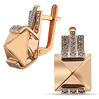 Сережки золотые с фианитами Пирамидка 036395