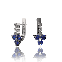 Золотые серьги с бриллиантами и сапфирами 030340