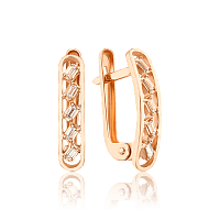 Золотые серьги в лаконичном дизайне с фианитами 034701