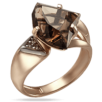Женское золотое кольцо с кварцем и фианитами Амаретто 033957