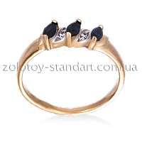 Золотое кольцо с сапфирами и бриллиантами 10916