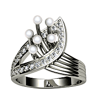 Кольцо из белого золота с жемчугом 320897