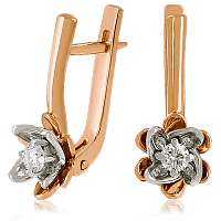 Золотые серьги с бриллиантом 023386