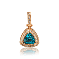 Золотой кулон с топазом и россыпью фианитов 035078