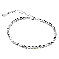 Стильный серебряный браслет с фианитами и дополнительной цепочкой 925 проба 039715