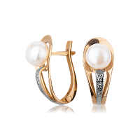 Золотые серьги с жемчугом 576308