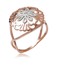 Кольцо из красного и белого золота Цветок 028539