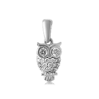 Кулон из белого золота Сова с бриллиантами 024202