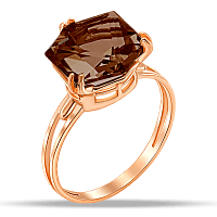 Золоті сережки з раухтопазом (димчастий кварц) 040309