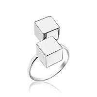 Серебряное кольцо без камней два кубика 035926