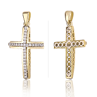 Золотой крестик с бриллиантами 025392