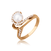 Золотое кольцо с жемчугом 312172