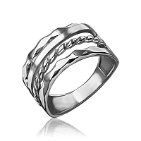 Серебряное кольцо с тройным ободком 034199