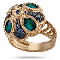 Золотое кольцо с опалом и фианитами Банжамин 034141