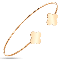 Жесткий браслет с двумя клеверами без вставок в красном золоте 039186