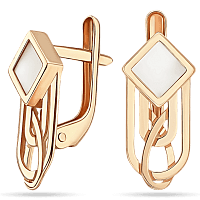 Золоті сережки в цікавому дизайні з перламутром 035390