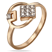 Золотое кольцо круглой формы с фианитами 033634