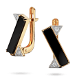Золотые серьги с большими прямоугольными агатами черного цвета и фианитами в треугольнике 040655 детальное изображение ювелирного изделия Золотые серьги с агатом Золотые серьги с большими прямоугольными агатами черного цвета и фианитами в треугольнике 040655 детальное изображение ювелирного изделия Золотые серьги с агатом
