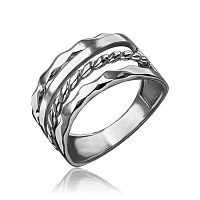 Серебряное кольцо с тройным ободком 034199