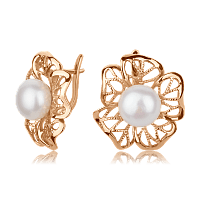 Золотые серьги с жемчугом 596302